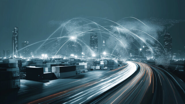 A logistics-themed abstract background ideal for supply chain and transportation technology visuals.