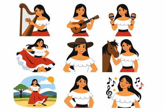 Venezuelan llanera woman in musical traditions