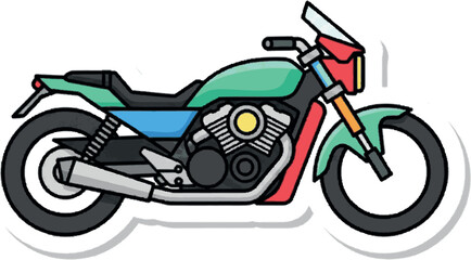 Obraz premium Vibrant graphic illustration of a modern motorcycle, perfect for showcasing urban adventure, freedom, and the thrill of open-road travel as a dynamic symbol of personal transport