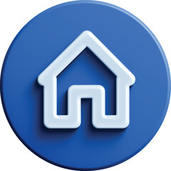Obraz premium Home Icon Circular Button with House Outline Design