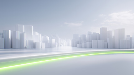 Obraz premium Green Energy Roadmap Through a Minimal White Smart City with Copy Space