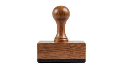 Minimalist Wooden Stamp with Handle isolated on transparent background