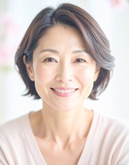 Naklejka premium Close up portrait of beautiful mature Asian woman