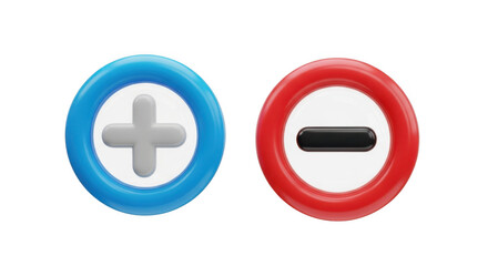 Obraz premium Plus and minus icons isolated on transparent background