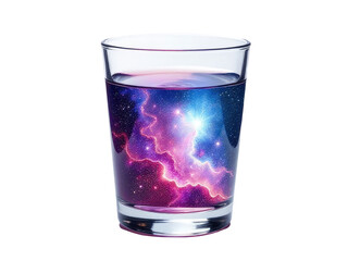 Fototapeta premium A glass filled with liquid offering a view of the stars in a galaxy