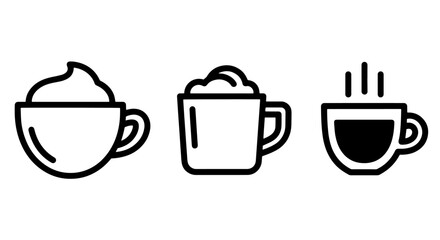 Cozy Coffee & Hot Drinks Icons: Cappuccino, Latte, and Espresso Cup