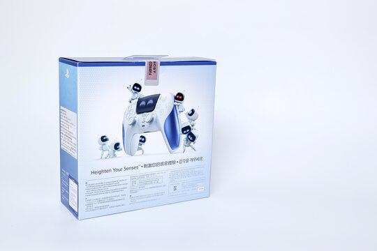 Bangkok, Thailand - January 11, 2026 : Behind of the box of Astro Bot Limited Edition DualSense Wireless Controller PS5.