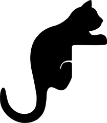 Black Cat Silhouette Peeking Up from Corner Edge © Rizky