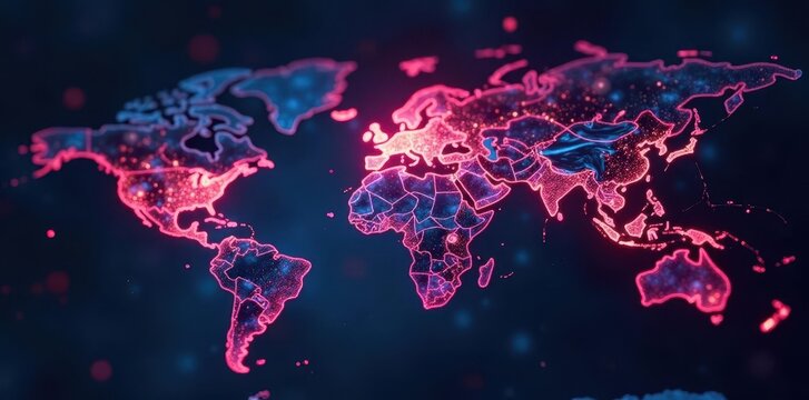 Global network connection, abstract digital web, cyberspace, relationship - Powered by Adobe