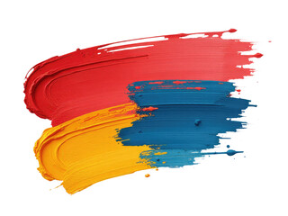 A close-up view of two colors, red and blue, used in paint or art