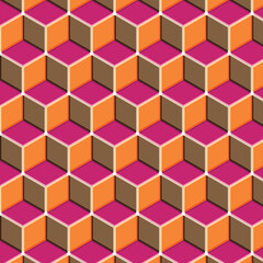 Retro Geometric Cube Illusion