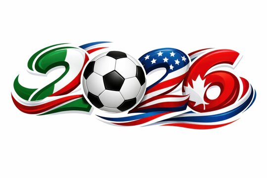 2026 World Cup Football Illustration With USA Canada Mexico Colors