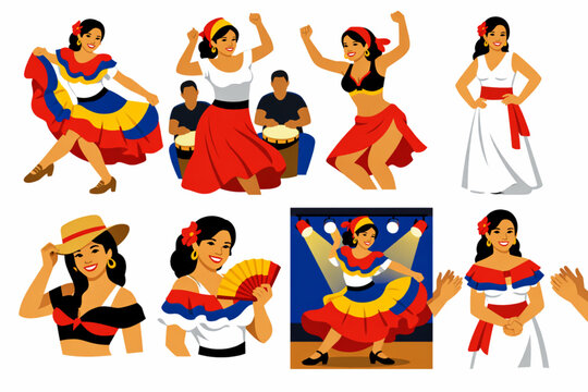 Venezuelan folkloric dancer woman in cultural scenes