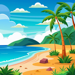 Fototapeta premium Tropical beach with palm trees