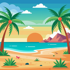 Obraz premium Tropical sunset by the sea