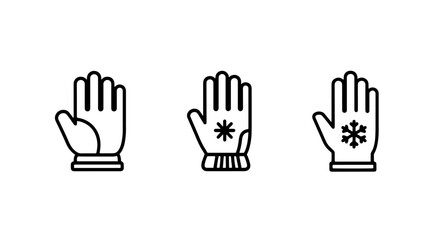 Obraz premium Winter handwear icons: open gloves and snowflake gloves