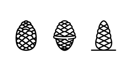Natural Forest Pine Cone Icons: Rustic Elements for Autumn and Winter Nature Designs