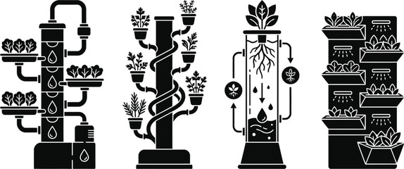 Obraz premium Hydroponic vertical gardening system for sustainable indoor plant cultivation