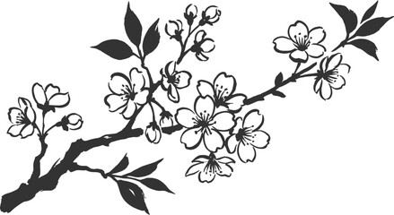 Cherry blossom branch with pink flowers isolated vector