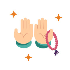 Obraz premium Muslim Prayer Hands with Tasbih Illustration for Ramadan Worship