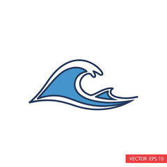 Obraz premium Surfing Wave Icon with Blue Crest