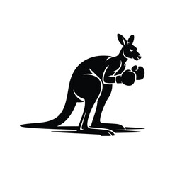 Obraz premium Silhouette of a boxing kangaroo in a fighting stance