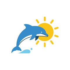 Obraz premium Dolphin Jumping Over Sun