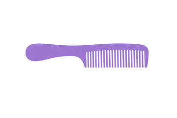 Purple plastic comb for hair grooming and daily personal care against a transparent background