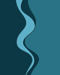 Fototapeta premium Layered wave design with central light blue curve and deep teal-blue contrast