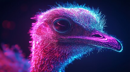 Holographic Ostrich Futuristic Digital Art