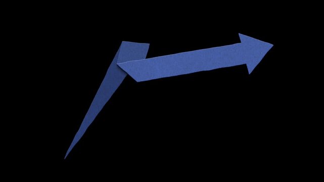 Bent Arrow Stylized Dark Blue Angular Arrow with Two Segments on Black Background, A Conceptual Illustration of Direction and Change