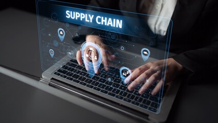 Supply chain processes with data-driven logistics, transportation, and distribution. enhances operations. Supply chain improves efficiency. Supply chain integrates logistics and delivery. Muxer