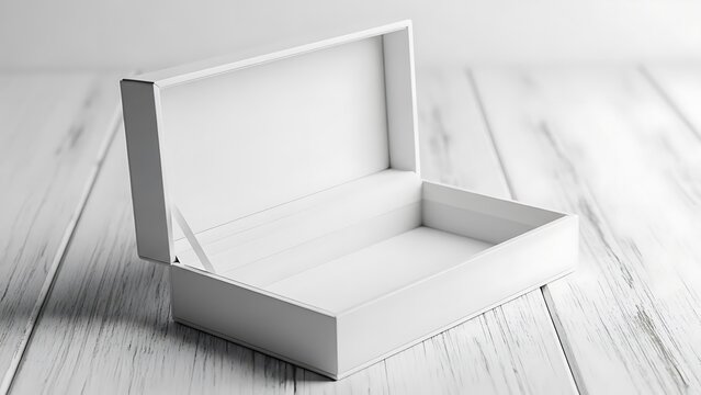White Open Shoe Box on Wooden Floor white box open box empty box cardboard box