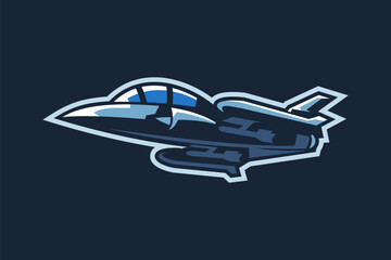 Fototapeta premium American cold war fighter plane vector illustration. simple aircraft clipart, military equipment.