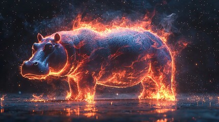 Luminous hippo fantasy art high resolution picture