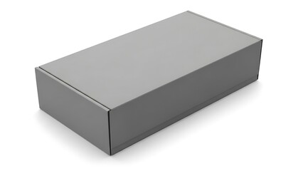 Naklejka premium Gray rectangular box with lid on white background gray box shoe box closed box packaging