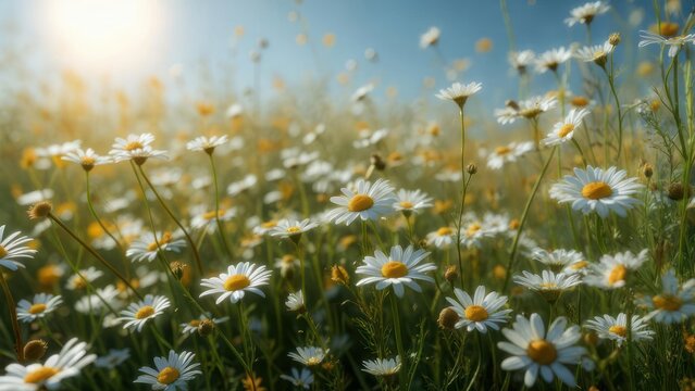 Sunny chamomile field