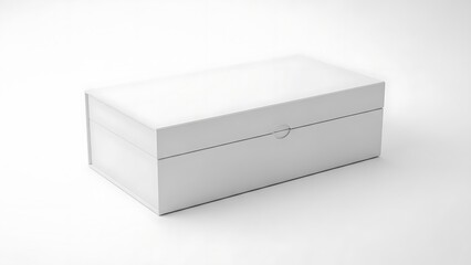 Fototapeta premium White rectangular shoe box with lid and circular clasp white box rectangular box