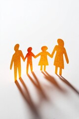 Silhouette of a family holding hands with shadows