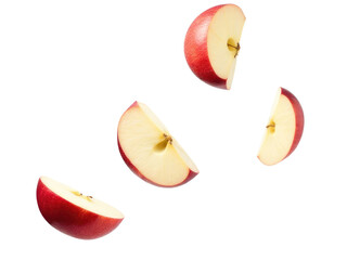 Freshly sliced apple on a white background