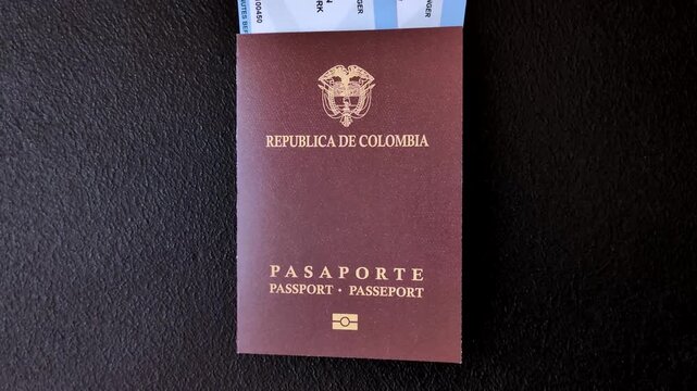 Colombia passport, visa for international travel and vacation. Colombian passport as a background for your design