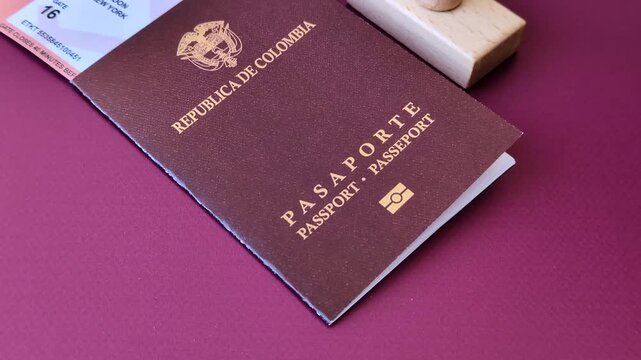 Colombia passport, visa for international travel and vacation. Colombian passport as a background for your design