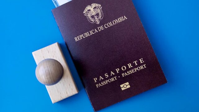 Colombia passport, visa for international travel and vacation. Colombian passport as a background for your design