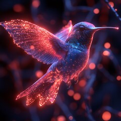 Neon glowing hummingbird futuristic cyberpunk fantasy high resolution picture
