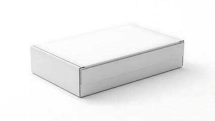 Fototapeta premium White rectangular shoe box with lid closed white box rectangular box closed lid packaging