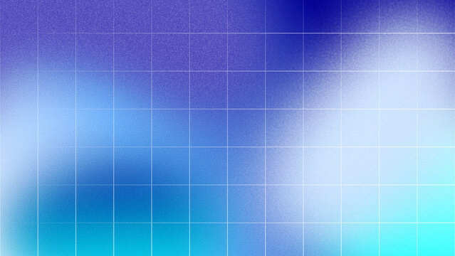 A trendy abstract background with a grainy gradient texture with white grid. A soft, blurry blend of cyan, pink, & blue with a luminous glow. A modern lo-fi, noisy, wallpaper for posters & web design.