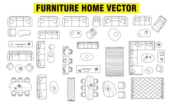 Furniture Home Vector | Outline Interior Design and Modern Home Furniture Icons