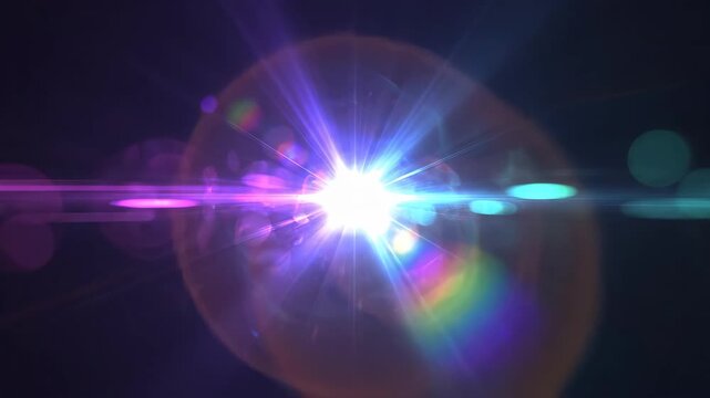 Dynamic lens flares with colorful light effects animation for video transitions