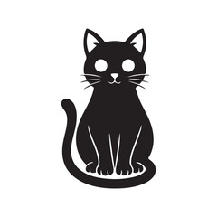 Obraz premium Street Cute Black Cat Illustration, Kawaii Cartoon Cat Silhouette, Halloween Kitty Icon, Kitten Minimal Animal Clipart, Kawaii Kitty, Cartoon Cat Sticker, Pet Design Kawaii Cat Silhouette