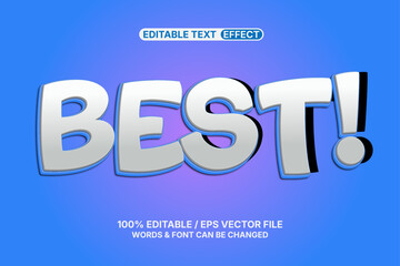 Fototapeta premium Best 3D editable text effect with silver letters on blue gradient background, vector illustration.